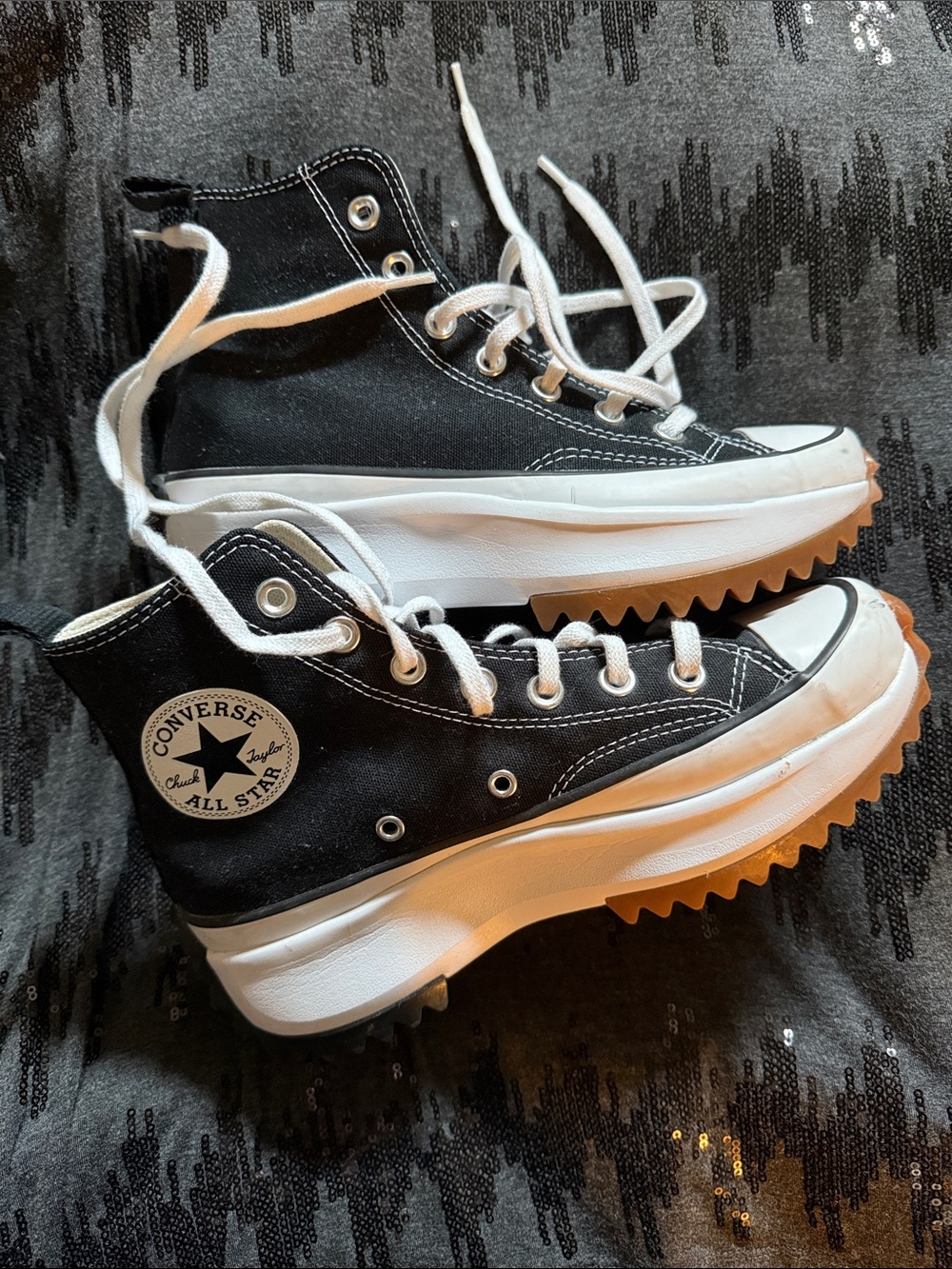 Converse Black and White High Top Platform Sneakers